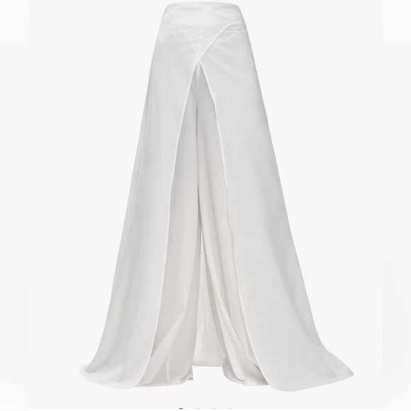 Andrea Iyamah Women's Cream Cotton Wide-Leg Tie Front Palazzo Pants Sz S NEW - Picture 2 of 6